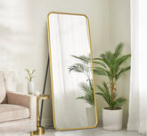 Gharaana Mirrors Mile Metal Floor Mirror with Stand